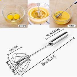 Multifunctional stainless steel stirring, spring mechanical semi-automatic whisk, milk frother, egg mixing, cream foaming, dishwasher safe, sauce hand whisk, 1 piece, 26 x 6 x 6 cm