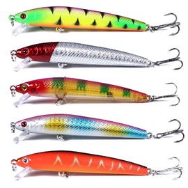5 PCS Fishing Lures Set Minnow Swimbait Life-Like Bass Trout Baits Kit Saltwater Fishing Lures with Hook Fishing Tackle for Trout Bass Salmon (Color-A)