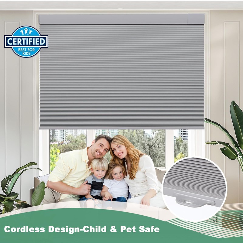 Tonature No Drill Cellular Shades for Indoor Windows, Thermal Insulating