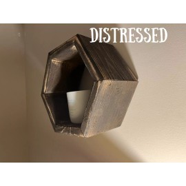 Handmade Distressed Hexagon Wall Hanging Shelf Complete Kit / Honeycomb Wall Shelf