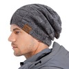 PAGE ONE Mens Winter Slouchy Beanie Warm Fleece Lined Skull