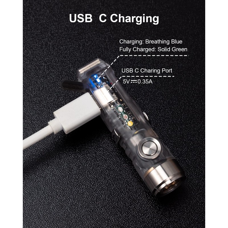 RovyVon Aurora A8 G4 Keychain Flashlights USB C Rechargeable, 650