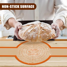 Silicone Bread Sling for Dutch Oven, Non-Stick & Easy to Clean Bread Baking Mat Set, 2 Pcs Reusable Bread Sling with Long Handle to Transfer Sourdough