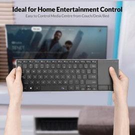 Rii Wireless Bluetooth Keyboard,Multi Device Rechargeable Stainless Steel Ultra Slim Keyboard with Multi-Touch Touchpad,Compatible with PC, Mac, Laptop(2.4G+BT New)