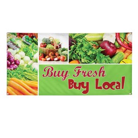 Vinyl Banner Multiple Sizes Buy Fresh Local Advertising Printing B Restaurant & Food Outdoor Weatherproof Industrial Yard Signs Green 10 Grommets 60x144Inches