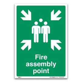 Fire assembly point Sign - 1mm Rigid Plastic Sign - Fire Action Safety - Mandatory Safety Signage (A4-297 x 210mm)