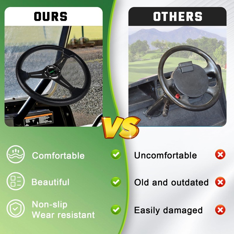 RASTP 13.8'' Golf Cart Steering Wheel for Club Car DS