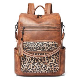 Shrrie 15.6 inch Laptop Backpack for Women,Large Leather Purse,Travel Backpacks Carry on,Water Resistant Casual Laptop Backpacks,College Backpack,Work Backpack for Women,Two-tone Camel Brown