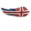 Union Jack Enamel Crystal Wing Brooch in Silver Tone -