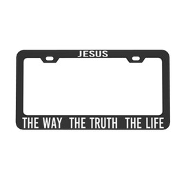 Jesus License Plate Frames, The Way The Truth The Life License Plate Cover Holder, Christian Car Accessories, Aluminum Auto Tags Cover 2 Holes Screws 6 X 12 in