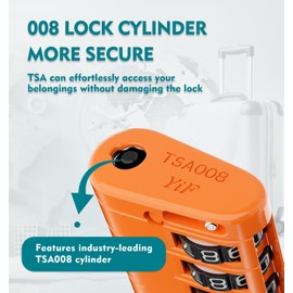 ANVIL 4 Digit Luggage Locks, TSA Locks for Luggage, Advanced TSA008 core, Alert Indicator for Your Travel Lock, Suitcase Lock. (2, Orange)