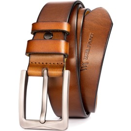 WOLFANT 1.5" Full Grain Leather Belt for Men,100% Italian Real Solid Leather