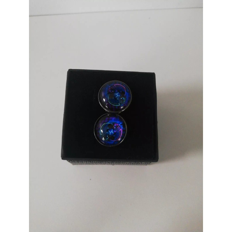 Joyeria Jara Pisces Cufflinks Sodiac Sign Shield Metal New In