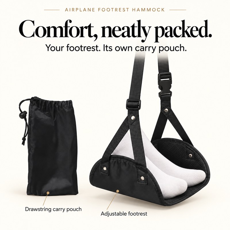 Adjustable Airplane Footrest for Travel – Lightweight Hanging Foot Hammock