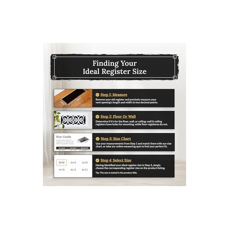 Decor Grates S610W-WH Scroll Design Wall/Ceiling Register, 6x10 Inches, White