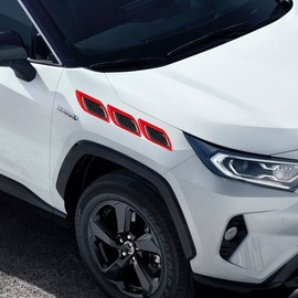 6 PCS 3D Strong Reflective Stripe Sticker,Car Fender Hood Bumper Reflective Decal,High-Intensity Night Visibility Reflective Decal Safety Warning Diamond Grade Carbon Fiber for Car SUV (Red)