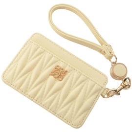 Alto Rose Pass Case, Commuter Holder, Card Slot, IC Card, Commuting to Work or School, Reel Included, Quilting, Cute, Rosia, lightyellow