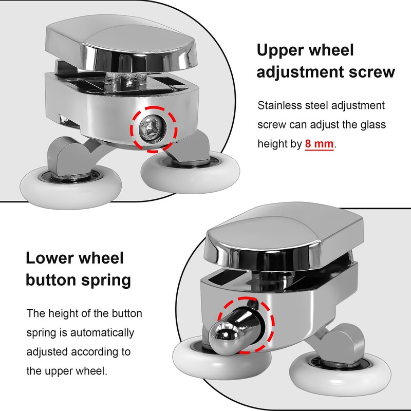 4Pcs 23mm Shower Door Rollers Replacement, Sliding Glass Door Wheels