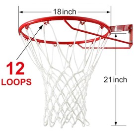 Sport-Basketballnetz, Ersatz für jedes Wetter, passend für Standard-Basketballkörbe, drinnen oder draußen, 12 Schlaufen für professionelle Standardgröße, Weiß