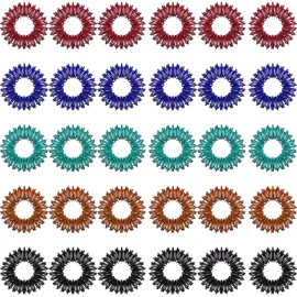 Blulu 50 Pieces Acupressure Rings Spiky Sensory Finger Rings Spiky Finger Ring Acupressure Ring Set for Teens Adults Silent Stress Reducer and Massager (Orange, Red, Green, Black, Dark Blue)