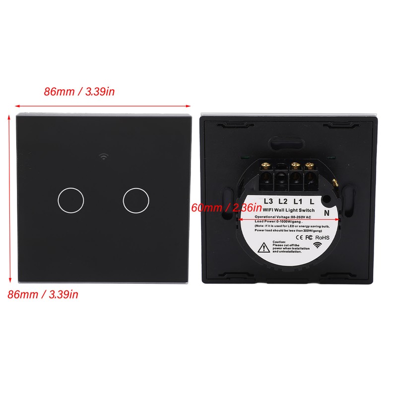 Remote Control Switch 2 Way WiFi AC 80‑260V 10A Touch