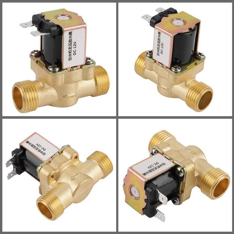 Akozon Solenoid Valve, 12V BSPP G1/2 Brass N/C Normally Closed