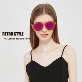 Lightweight TAC Polarized Tinted Classic Vintage Retro 70s Sunglasses, TR-90 Frame for Women Men, UV 400 Protection