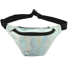 KANDYPACK Holographic Fanny Pack with Hidden Pocket Perfect for Raves and Festivals (Silver)