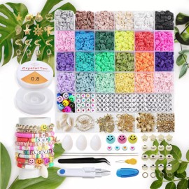 Zelgora 6000pcs Clay Bead Bracelet Kit - Create Stunning Bracelets with Polymer Flat Bea