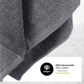 Pack of 2 Terry Bath Towels Set 70 x 140 cm 100% Cotton 2 x Bath Towels Anthracite
