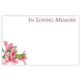 celloexpress In Loving Memory (Pink Lilies) Flower Message Cards - 60mm x 90mm - Bereavement Florist Card Sympathy Condolences Notes (Pack of 10)