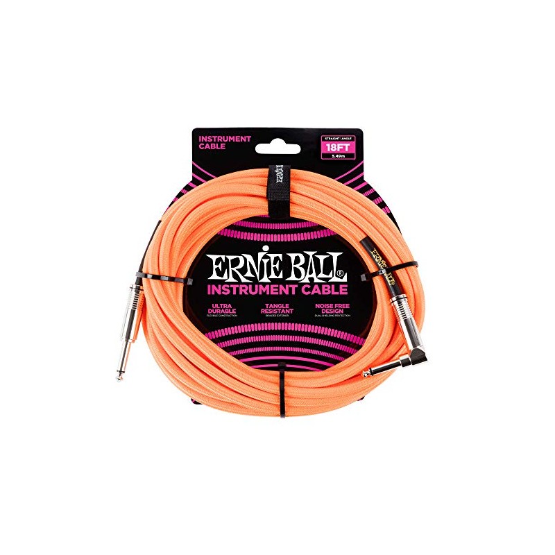 Ernie Ball - Cable trenzado para instrumentos, recto/acodado, 5,4 m,