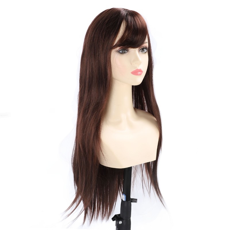 Brown Wig Fashionable Heat Resistant Soft Long Straight Layered Synthetic