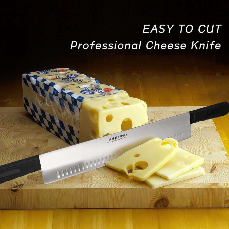 BOLEXINO 15 Inch Double Handle Cheese Knife for Charcuterie, High