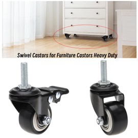 Be In Your Mind 4Pcs Universal Furniture Caster Universal Brake Casters Heavy Duty Castor Wheels Replacement Set for Protecting Hard Wood Floor Black