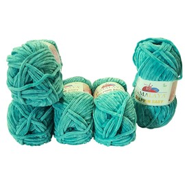 Ilkadim Export 5 x 100 g Himalaya Dolphin Knitting Wool, Baby Wool, Plain, 500 g Wool Knitting Yarn Super Bulky (Antique Green 80354)