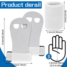 Abeillo 2 Gymnastics Grips Wristbands Sets for Girls Youth Kids, White Gymnastic Hand Grips Gymnastic Bar Palm Protection and Wrist Support Sports Accessories for Kids Workout and Exercise (M)