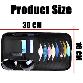 JNNJ Bag Sun Visor Organiser Leather, Car Visor CD Case, Car Accessories Storage Bag for CD Cards Sunglasses, Multifunctional Visor Accessories (Black)