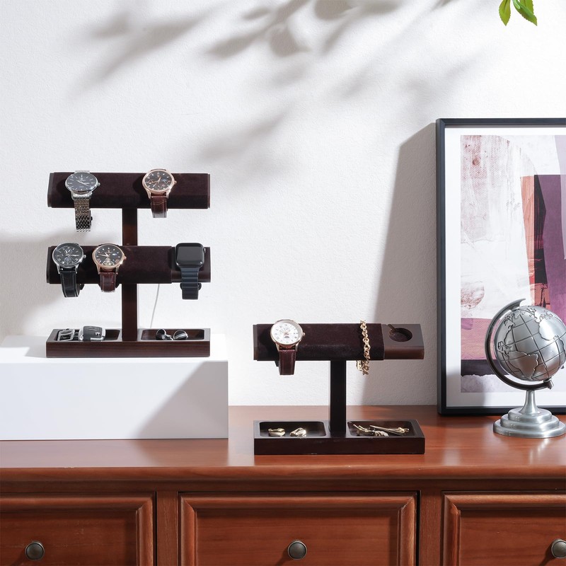 ProCase Watch Organizer Stand, Wood Watch Bracelet Display T-Bar, Watch