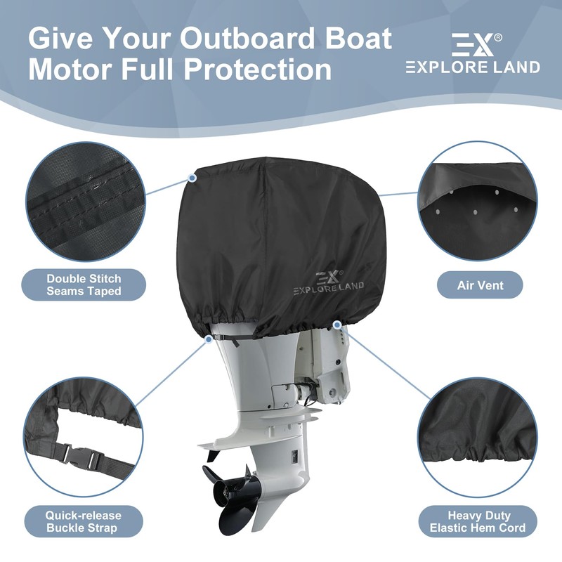 Explore Land Outboard Motor Cover - Waterproof 600D Heavy Duty