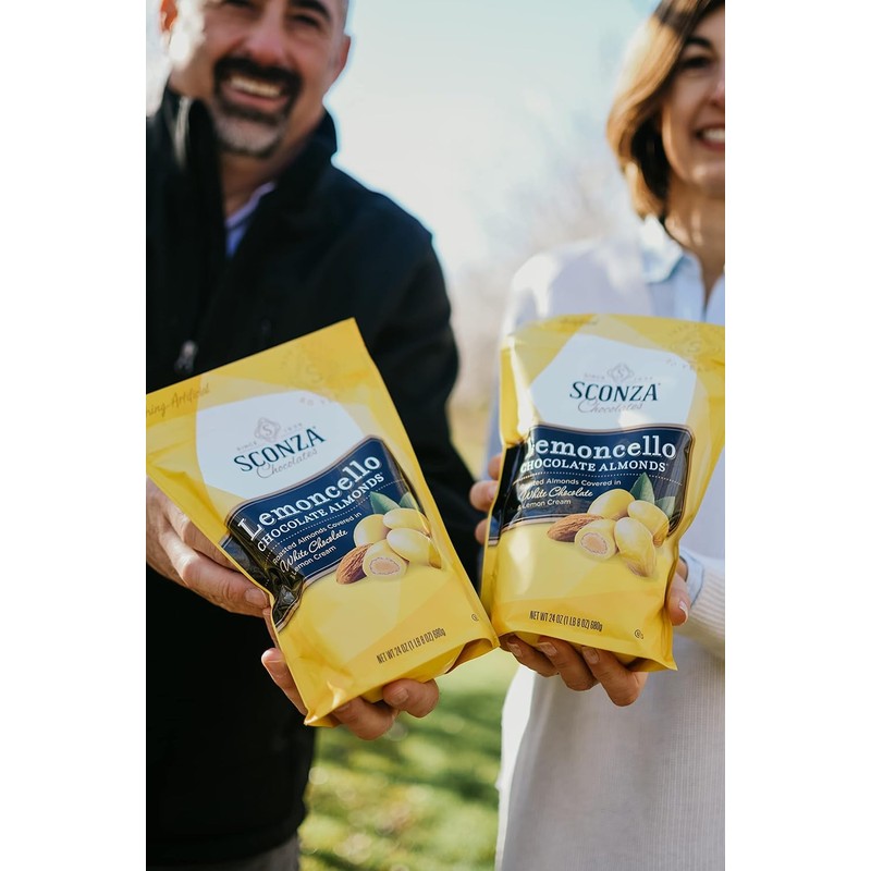 Sconza large Pouch Confections Lemoncello Almonds Zipper Pouch, 24 Ounce