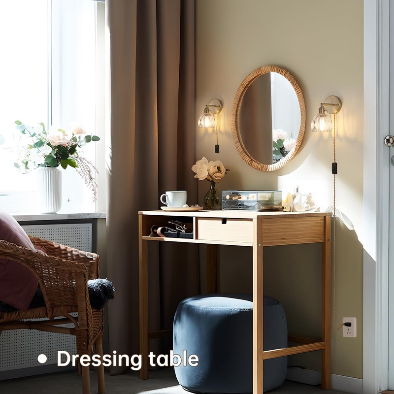 Shenmoyl Plug in Wall Sconce, Transparent Tulip Glass Lampshade Wall