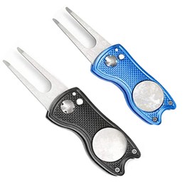 Haihaz, 2 pieces golf divot tool, stainless steel golf divot tool, golf divot tool, stainless steel golf divot tool, golf repair divot tool, with pop-up button and magnetic ball marking