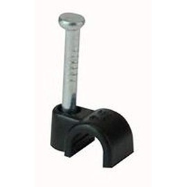 7mm Black Cable Wire Clips Clamps with Fixing Nail - Pack of 100