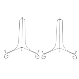 Tincogo (2 pack) 12" Iron Plate Stand, Silver Iron Easel Plate Display Photo Holder Stand, Displays Picture Frames, Cookbooks, Decorative Plates, Tablets and Art