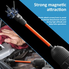 19 Pcs Magnetic Nut Driver Set for Impact Drill, 6 Inch Extra Long SAE(1/4"-9/16") & Metric(6-14mm) Hex Nut Setter Driver Holder, 1/4" Hex Shank CR-V Steel Socket Adapter Extension with Screwdriver