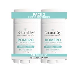 NaturalDry Desodorante Natural EXTRA PROTECCION | Delicioso aroma Romero | Sin Clorhidrato de Aluminio | Con Piedra de alumbre en polvo| No macha la r