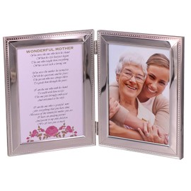 LEADEX Mother-In-Law Gift From Daughter-In-Law For Mother’s Day or Birthday, Heartfelt Poem in Silver Plated Double Photo Frames, Add 5 by 7 Inch Photo