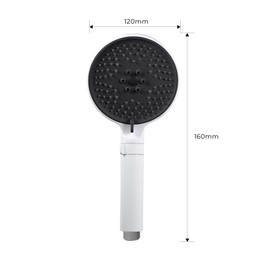 VANCOCO White Shower Head Hand Shower 3 Jet Types & Continuous Water Regulator EN1112 Z-Class (0.12-0.19L/s) with Separate Setting