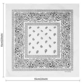 MissShorthair Bandanas Face Scarf for Men & Women - Bandana Headband Handkerchiefs Scarves for Dust, Sports, Outdoor,12,White